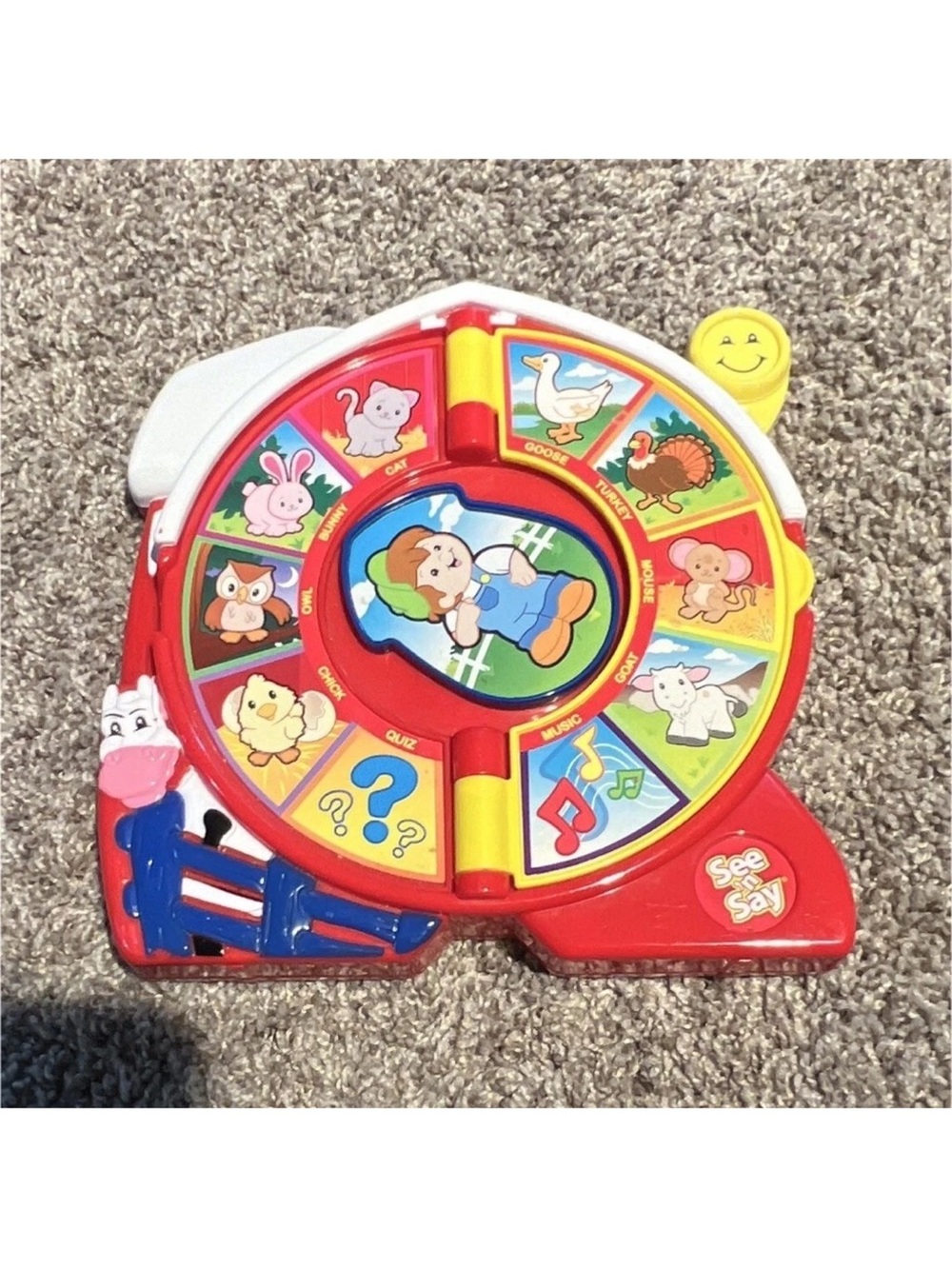 Fisher-Price See & Say Farm Spinner Toy - Red, Yellow, Blue, White